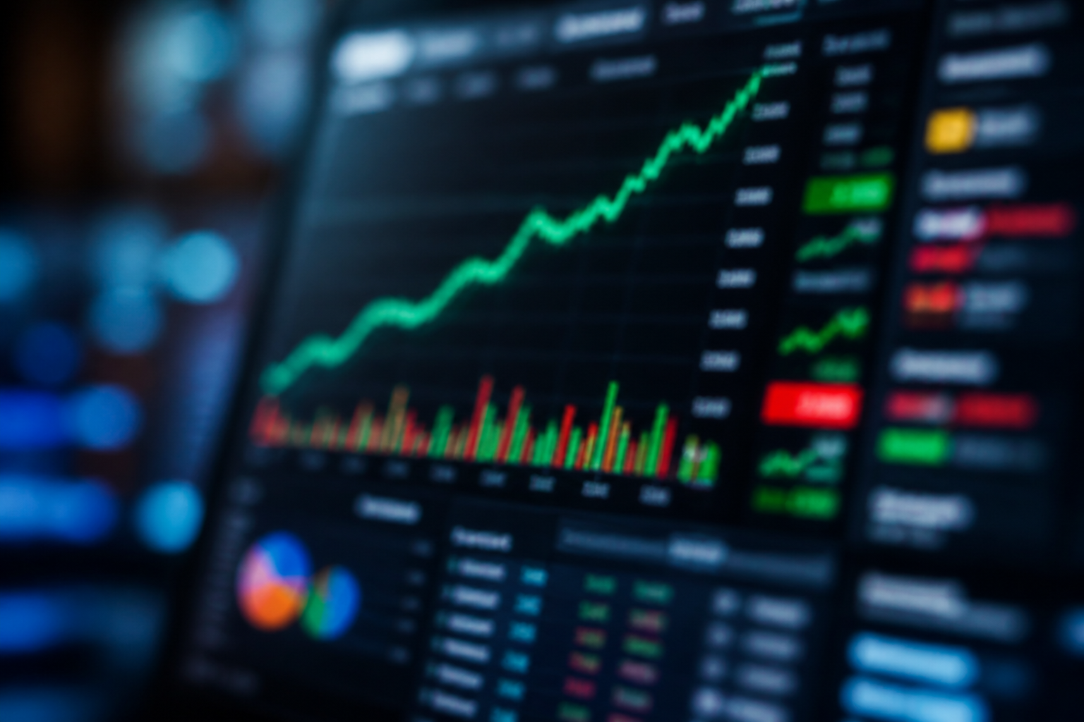 Biržoje prekiaujamas fondas (ETF) prekybos ekranas su grafikais