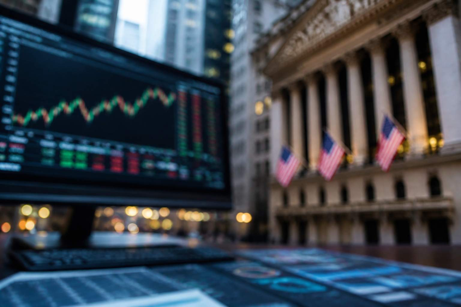 Dow Jones Industrial Average indekso grafikas ir finansų rinkos simboliai